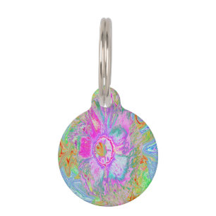 Psychedelic Hot Pink and Ultra-Violet Hibiscus Pet Tag