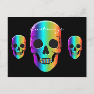 Psychedelic Human Skull Thunder_Cove Postcard