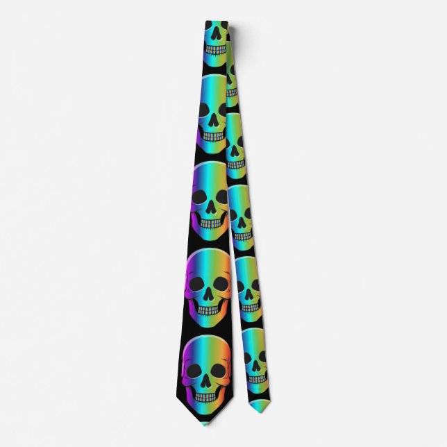 Psychedelic Human Skull Thunder_Cove Tie (Front)