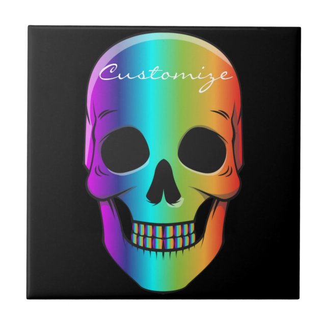 Psychedelic Human Skull Thunder_Cove Tile (Front)