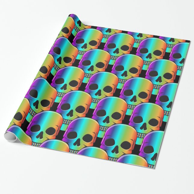 Psychedelic Human Skull Thunder_Cove Wrapping Paper (Unrolled)
