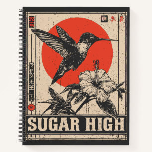Psychedelic Hummingbird Retro Festival Design Notebook