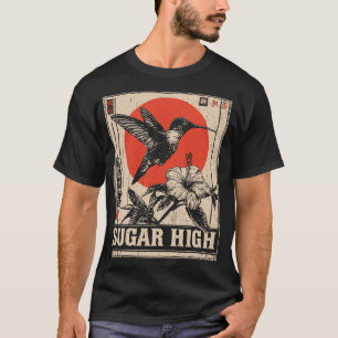 Psychedelic Hummingbird Retro Festival Design T-Shirt