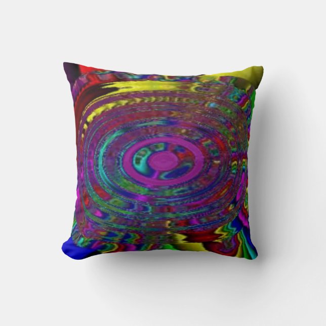 Psychedelic Hypnotic Abstract of Colours Cushion (Front)