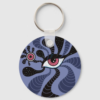 Psychedelic Hypnotic Art Creepy Double Pink Eye Key Ring