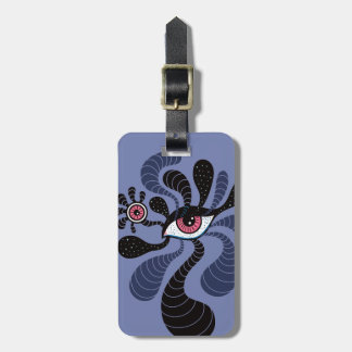 Psychedelic Hypnotic Art Creepy Double Pink Eye Luggage Tag