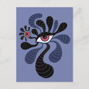 Psychedelic Hypnotic Art Creepy Double Pink Eye Postcard