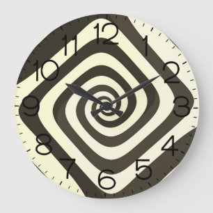 Psychedelic Hypnotic Swirl Fractal Art Large Clock