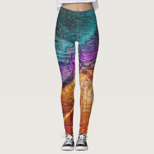 psychedelic illusion colorful art leggings
