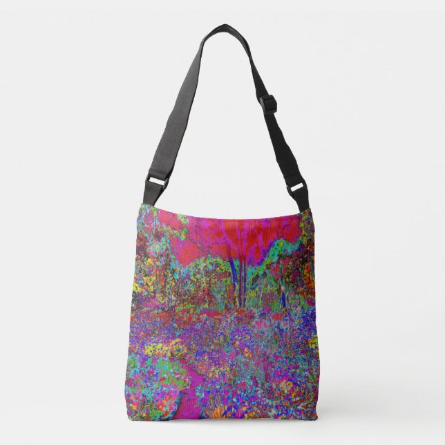 Psychedelic Impressionistic Garden Landscape Crossbody Bag (Front)