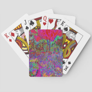 Psychedelic Impressionistic Garden Landscape Playing Cards