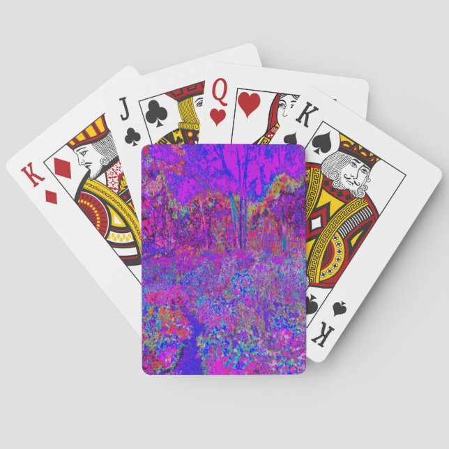 Psychedelic Impressionistic Purple Landscape Playing Cards (Back)