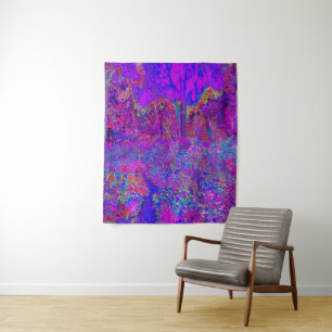 Psychedelic Impressionistic Purple Landscape Tapestry