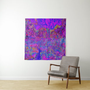 Psychedelic Impressionistic Purple Landscape Tapestry