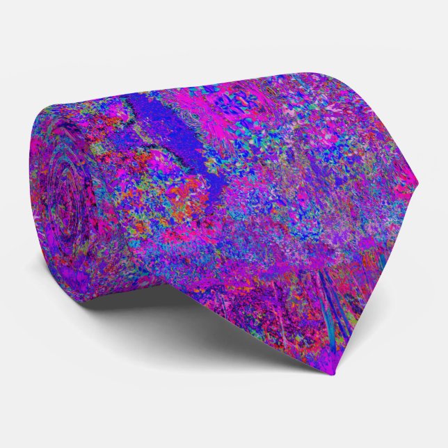 Psychedelic Impressionistic Purple Landscape Tie (Rolled)