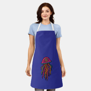 Psychedelic Jellyfish Apron Bold Ocean Vibes