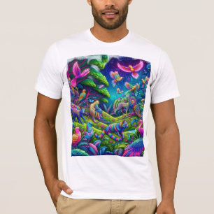 Psychedelic Jungle – Vibrant Animals and Birds in T-Shirt