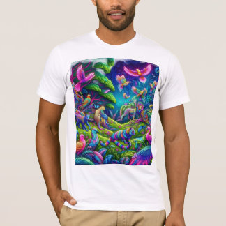 Psychedelic Jungle – Vibrant Animals and Birds in  T-Shirt