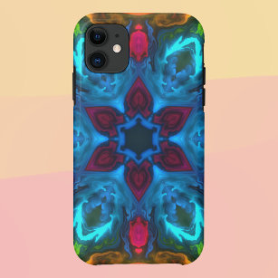 Psychedelic Kaleidoscope Blue Pink and Green Case-Mate iPhone Case