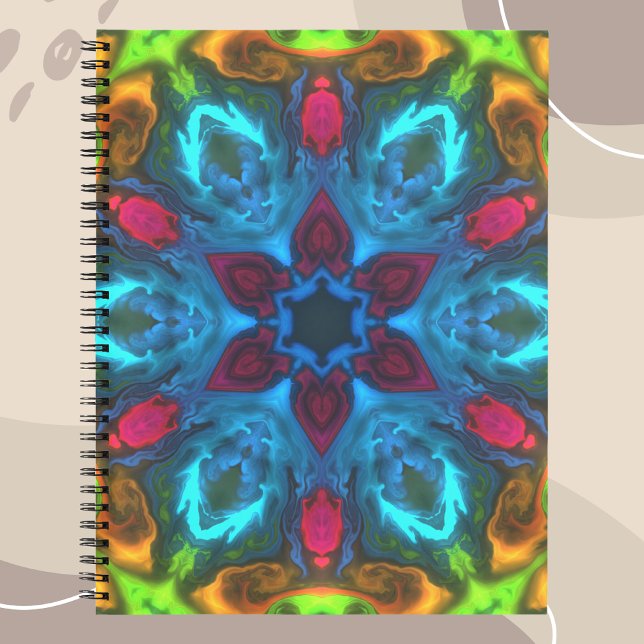 Psychedelic Kaleidoscope Blue Pink and Green Notebook (Creator Uploaded)
