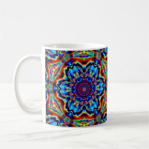 Psychedelic Kaleidoscope Blue Red and Green Coffee Mug