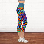 Psychedelic Kaleidoscope Blue Red and Green Leggin Capri Leggings<br><div class="desc">This psychedelic kaleidoscope flower design features blue,  red,  and green. Vibrant trippy visuals for the modern hippie or anyone who loves bright funky colours!</div>