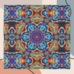 Psychedelic Kaleidoscope Blue Red and Green Scarf<br><div class="desc">This psychedelic kaleidoscope flower design features blue,  red,  and green. Vibrant trippy visuals for the modern hippie or anyone who loves bright funky colours!</div>