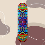 Psychedelic Kaleidoscope Blue Red and Green Skateboard<br><div class="desc">This psychedelic kaleidoscope flower design features blue,  red,  and green. Vibrant trippy visuals for the modern hippie or anyone who loves bright funky colors!</div>