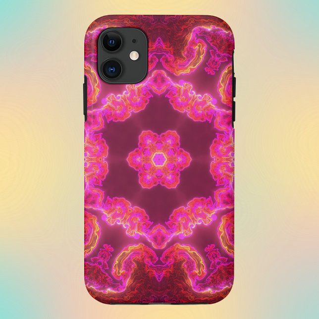 Psychedelic Kaleidoscope Flower Pink Red and Green Case-Mate iPhone Case (Creator Uploaded)