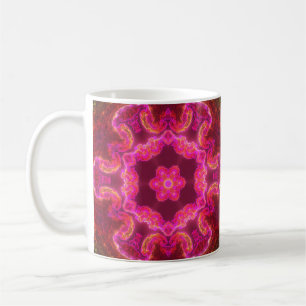 Psychedelic Kaleidoscope Flower Pink Red and Green Coffee Mug