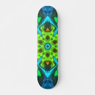 Psychedelic Kaleidoscope Green Blue and Orange Skateboard