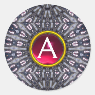 PSYCHEDELIC KALEIDOSCOPE /MYSTIC MEMORIES monogram Classic Round Sticker