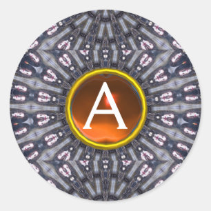 PSYCHEDELIC KALEIDOSCOPE /MYSTIC MEMORIES monogram Classic Round Sticker