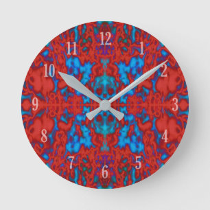 Psychedelic kaleidoscope pattern round clock