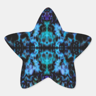 Psychedelic kaleidoscope skulls pattern star sticker