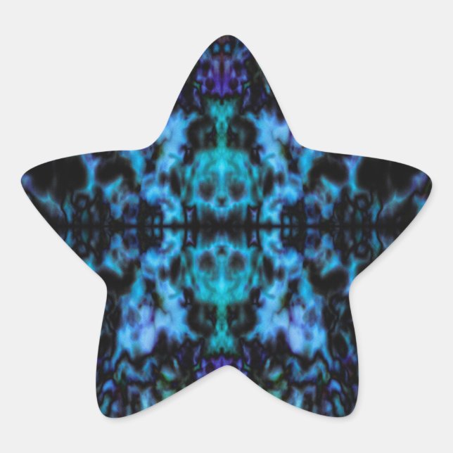 Psychedelic kaleidoscope skulls pattern star sticker (Front)