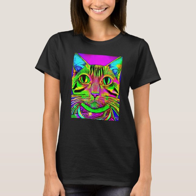 Psychedelic Kitty Kitten In Cat Style 1 T-Shirt (Front)