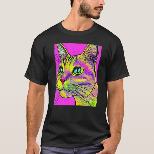 Psychedelic Kitty Kitten In Cat Style 2 T-Shirt (Front)