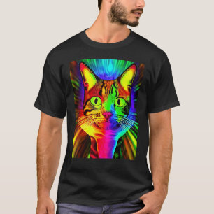 Psychedelic Kitty Kitten In Cat Style T-Shirt