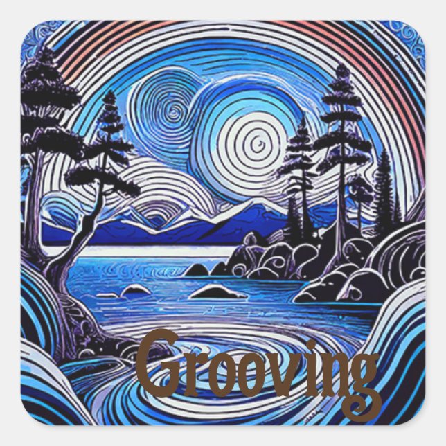 Psychedelic Lake Mountain sticker (Front)