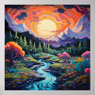 Psychedelic landscapes poster