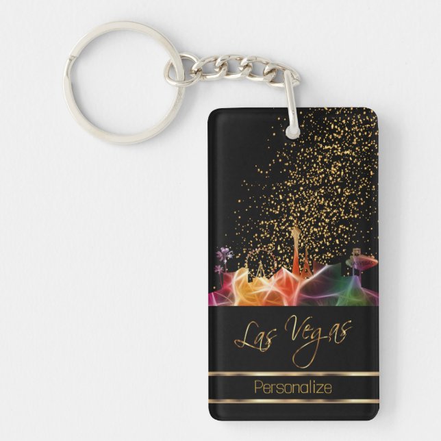 Psychedelic Las Vegas Skyline Key Ring (Front)
