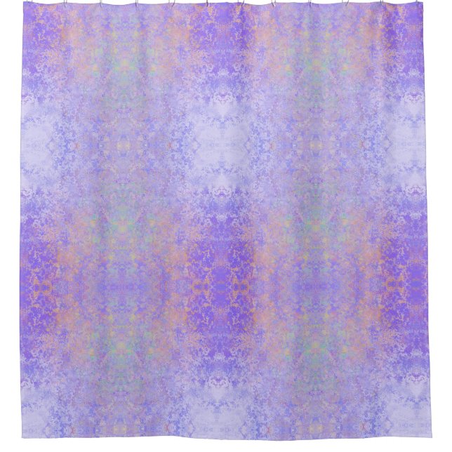 Psychedelic Lavender Purple Neon Pastel Abstract Shower Curtain (Front)
