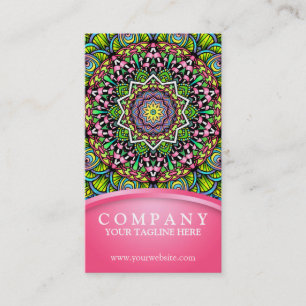 Psychedelic Leaves Mandala Business Card
