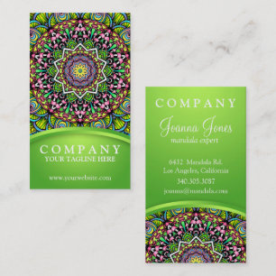 Psychedelic Leaves Mandala Business Card