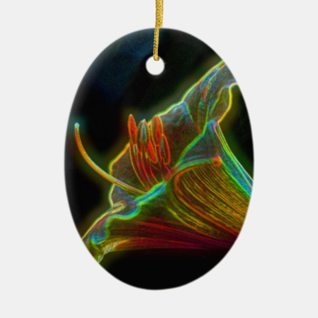 Psychedelic Lily Digital Art Flower Ornament (Front)