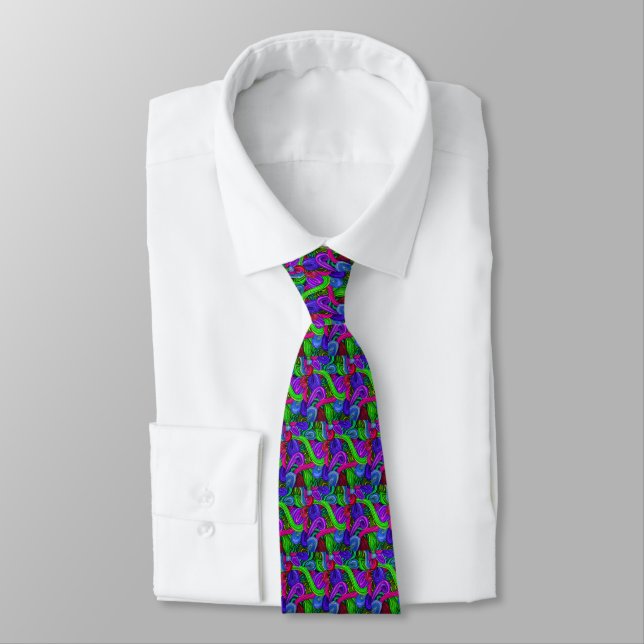 Psychedelic Lines (Green) Tie (Tied)