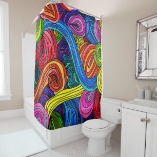 Psychedelic Lines Shower Curtain