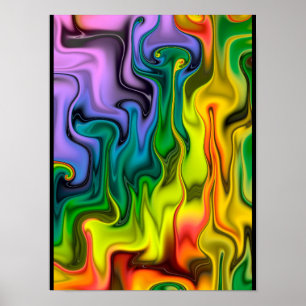 Psychedelic Liquid Flames Abstract Fractal Art Poster