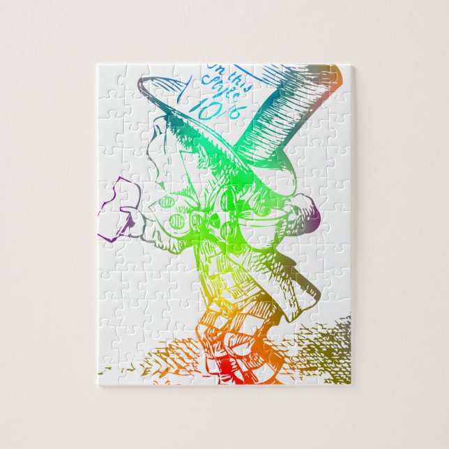 Psychedelic Mad Hatter Trippy Alice Jigsaw Puzzle (Vertical)